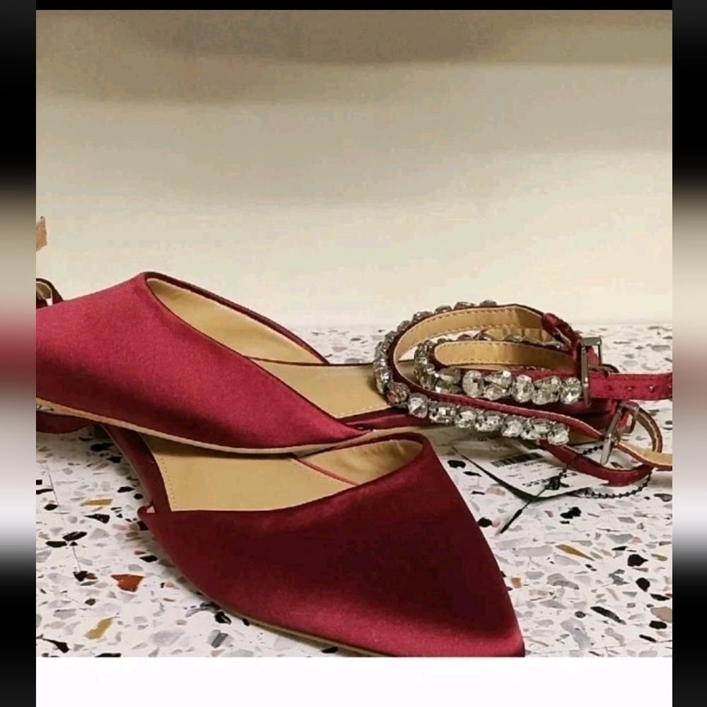 Express Burgundy Satin Women's Flats
